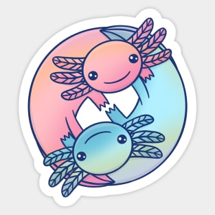 Cute Axolotl Yin Yang Sticker